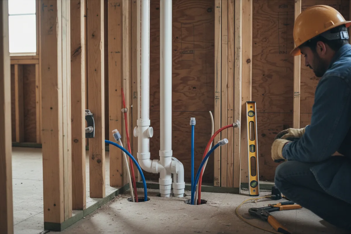 Drain and supply rough-in during Drain Cleaning in Roanoke